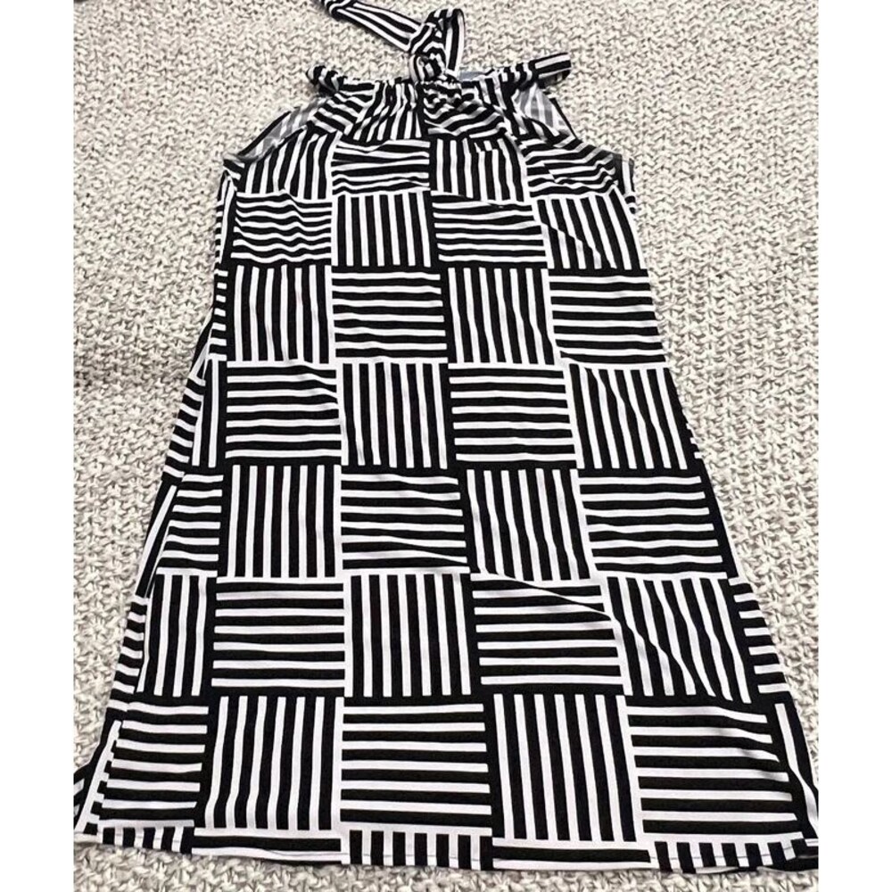 Cynthia Rowley Black & White Geometric Tie-Strap Dress Size Small